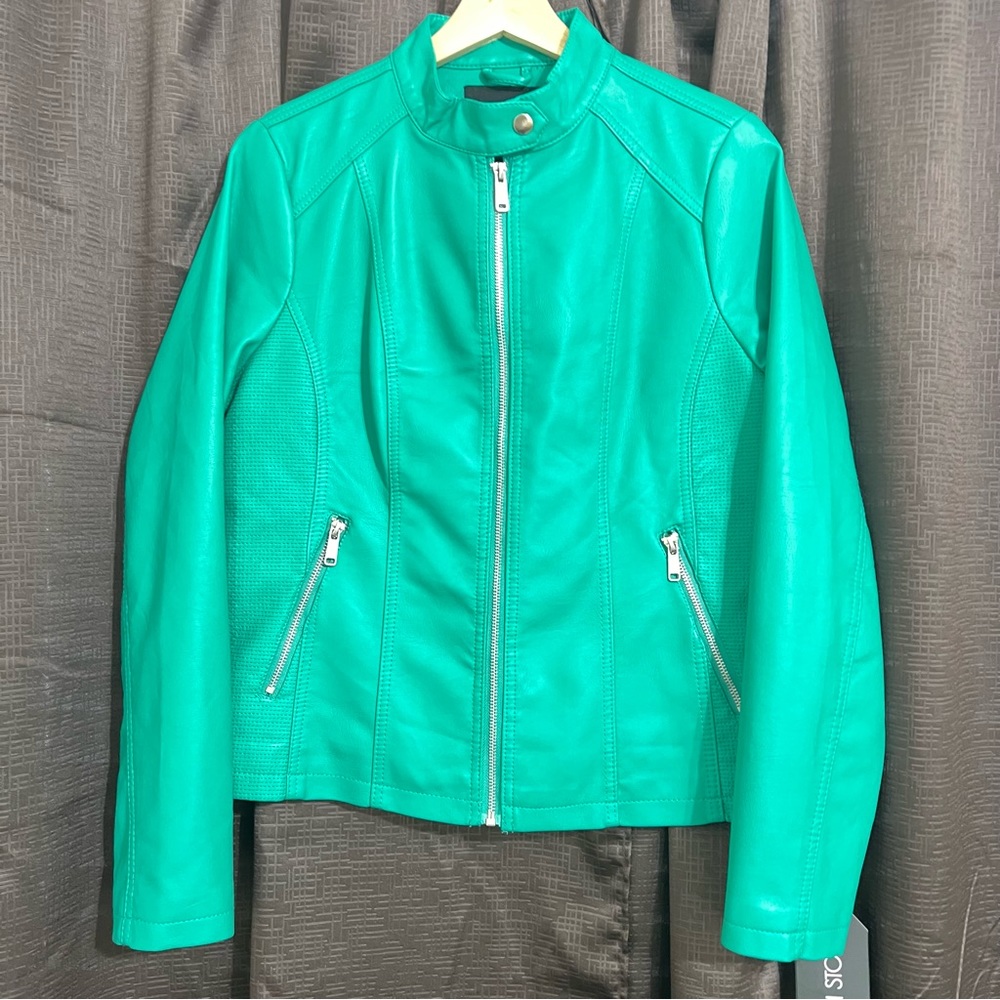 Leather emerald green jacket